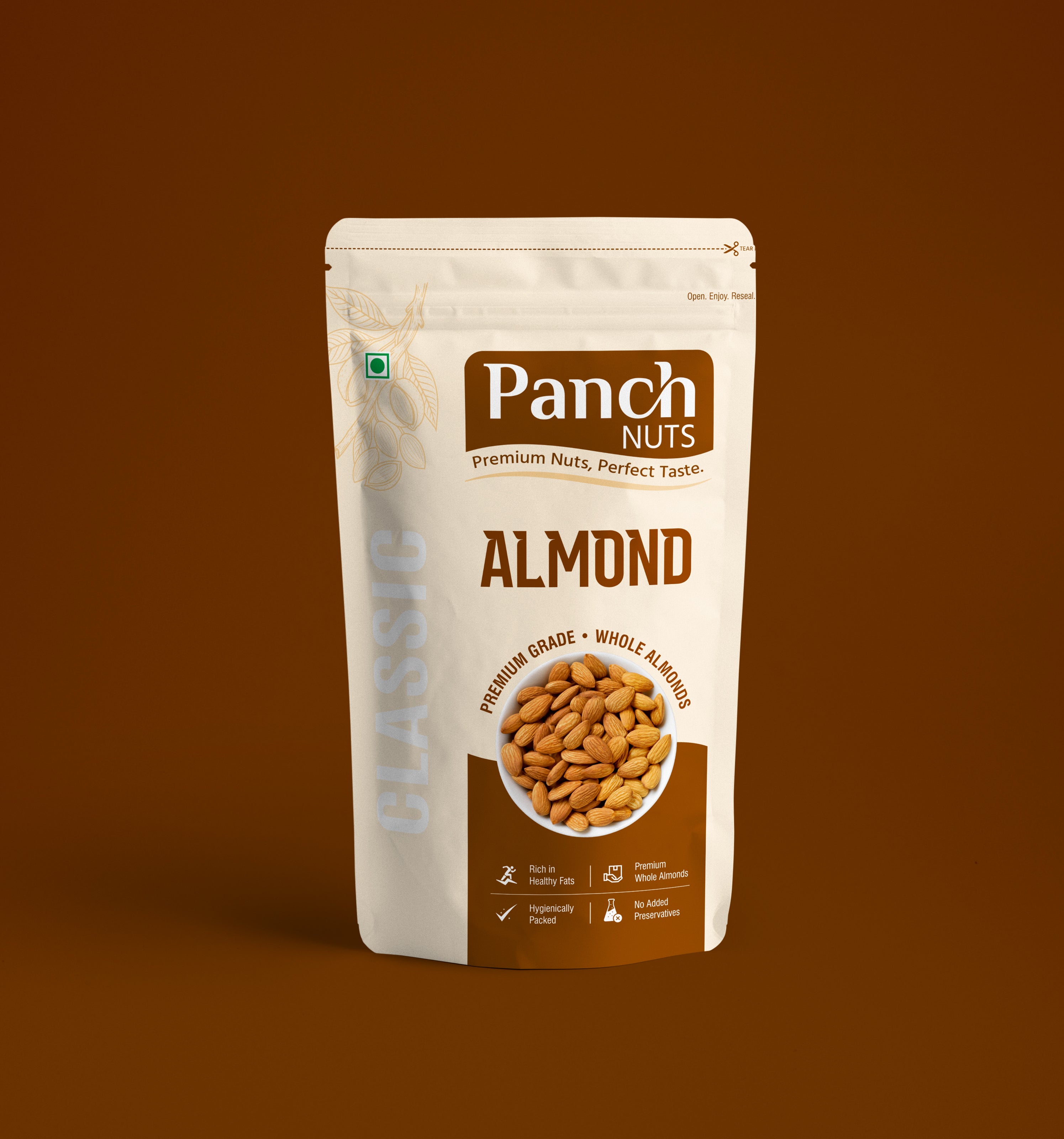 PanchNuts Premium Quality Almonds (Badam) – 100% Natural, Crunchy & Fresh | Rich in Protein, Fiber & Healthy Fats | Daily Nutrition Dry Fruits