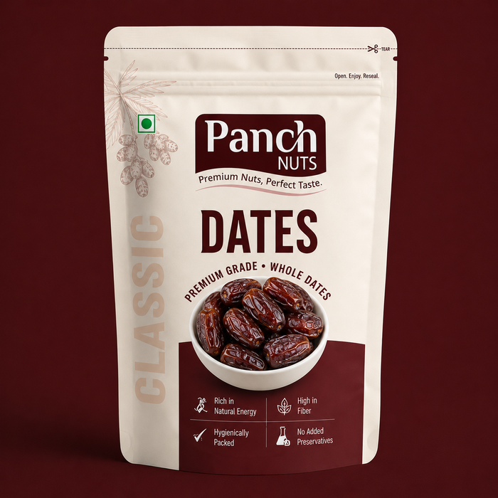 Panch Nuts Premium Quality Dates (Khajoor) – 100% Natural & Fresh | Soft, Sweet & Juicy Dry Fruits Rich in Fiber, Iron & Energy | Healthy Daily Nutrition