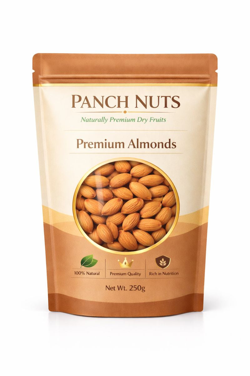 PanchNuts Premium Quality Almonds (Badam) – 100% Natural, Crunchy & Fresh | Rich in Protein, Fiber & Healthy Fats | Daily Nutrition Dry Fruits