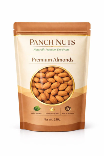 PanchNuts Premium Quality Almonds (Badam) – 100% Natural, Crunchy & Fresh | Rich in Protein, Fiber & Healthy Fats | Daily Nutrition Dry Fruits
