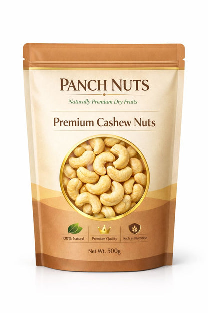 PanchNuts Premium Quality Cashews (Kaju) – 100% Natural, Crunchy & Fresh | Rich in Healthy Fats & Protein | Daily Nutrition Dry Fruits