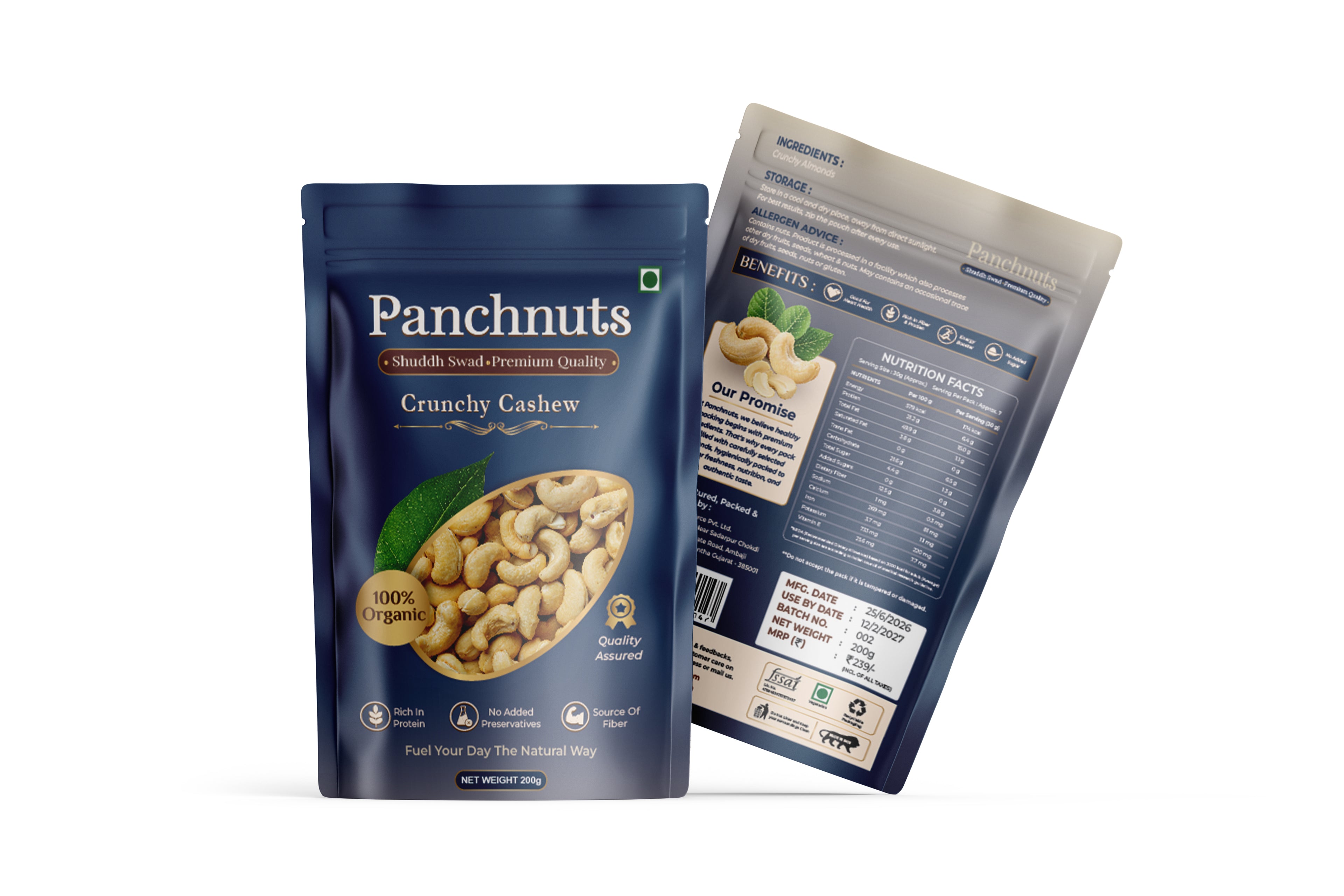 PanchNuts Premium Quality Cashews (Kaju) – 100% Natural, Crunchy & Fresh | Rich in Healthy Fats & Protein | Daily Nutrition Dry Fruits