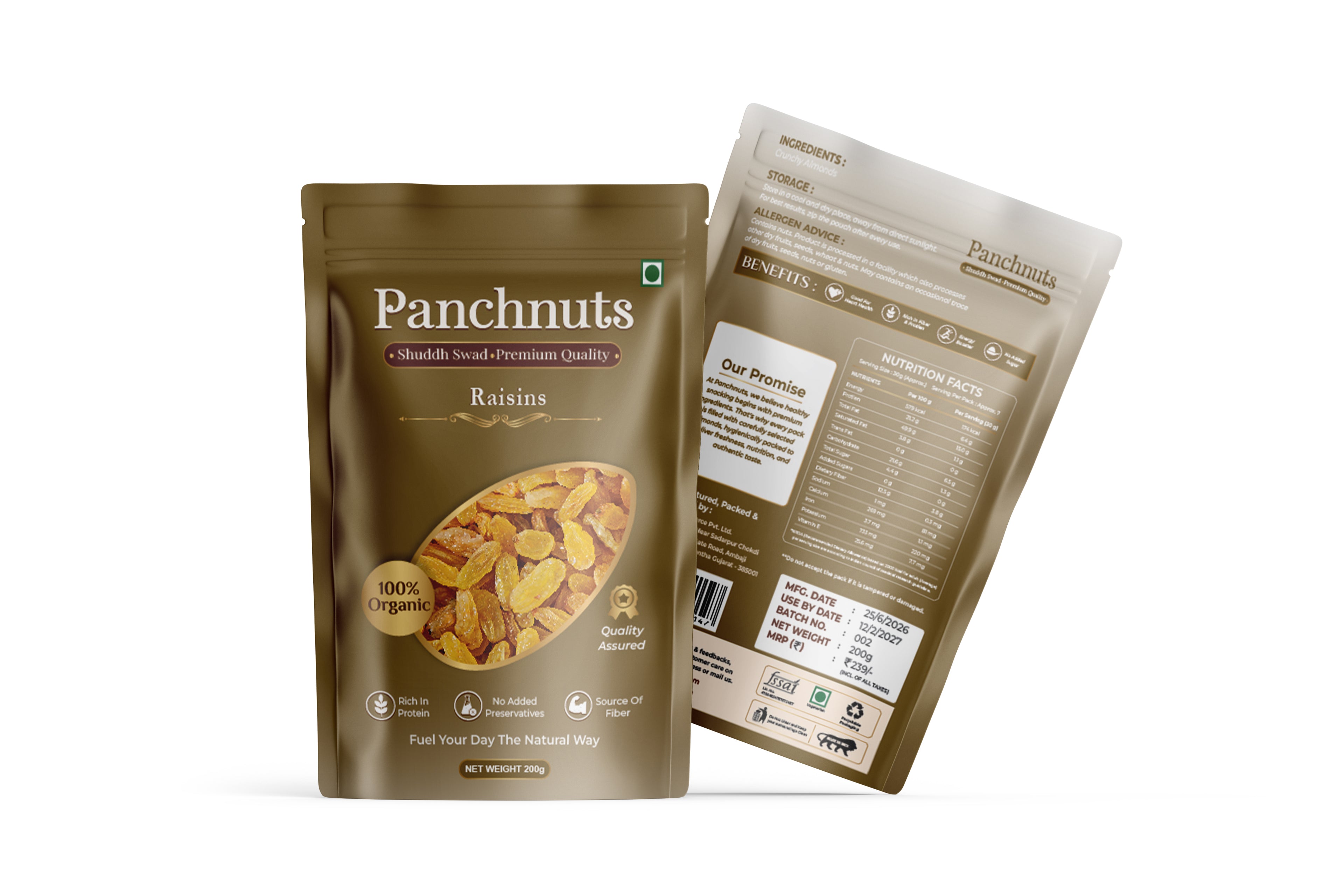 Panch Nuts Premium Quality Raisins (Kishmish) – 100% Natural & Sweet | Soft & Juicy Dry Fruits Rich in Fiber & Iron | Healthy Daily Nutrition