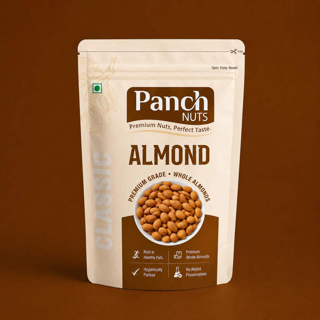 PanchNuts Premium Quality Almonds (Badam) – 100% Natural, Crunchy & Fresh | Rich in Protein, Fiber & Healthy Fats | Daily Nutrition Dry Fruits