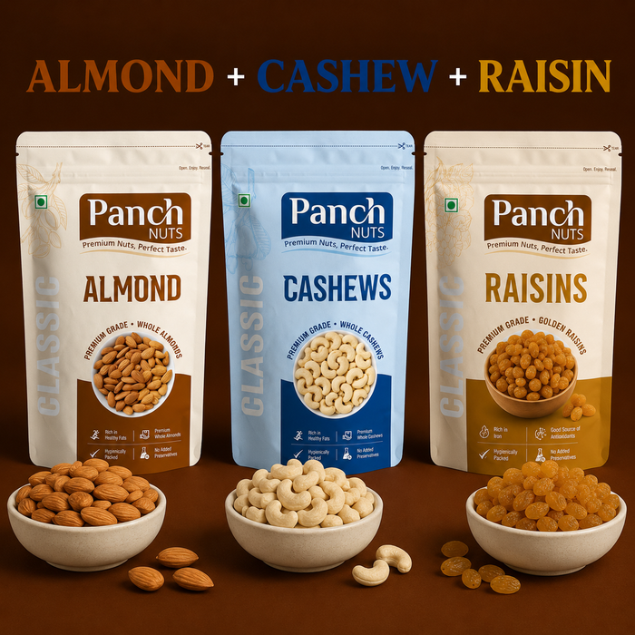Panch Nuts Premium Dry Fruits Combo – Almonds, Cashews & Raisins | 100% Natural & Fresh