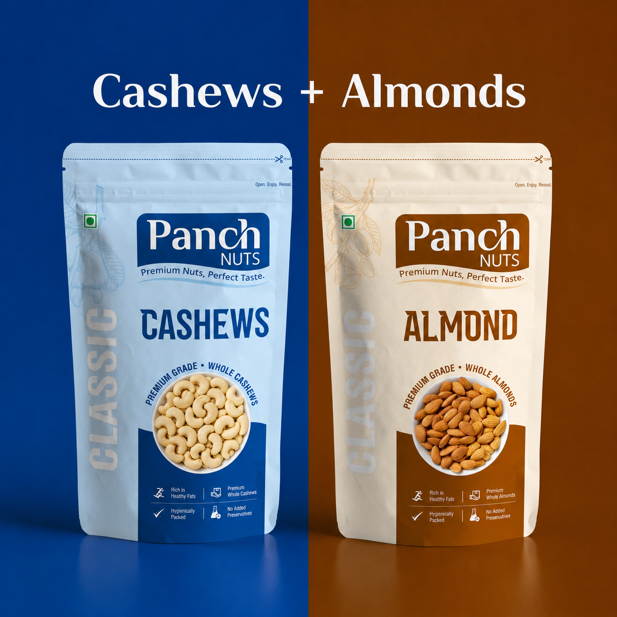 Panch Nuts Almonds & Cashews Combo – Premium Quality Dry Fruits | 100% Natural & Fresh | Crunchy & Delicious | Rich in Protein, Healthy Fats & Essential Nutrients | Healthy Daily Snacking