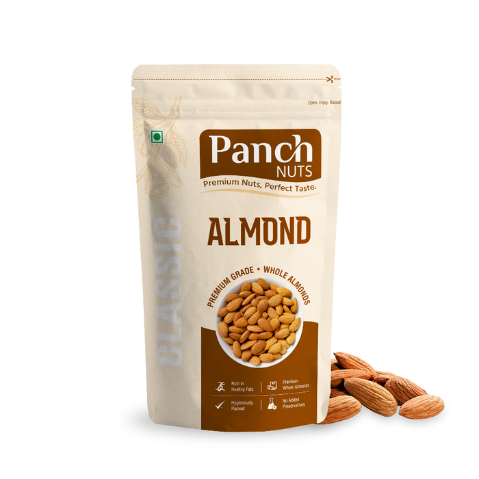 PanchNuts Premium Quality Almonds (Badam) – 100% Natural, Crunchy & Fresh | Rich in Protein, Fiber & Healthy Fats | Daily Nutrition Dry Fruits